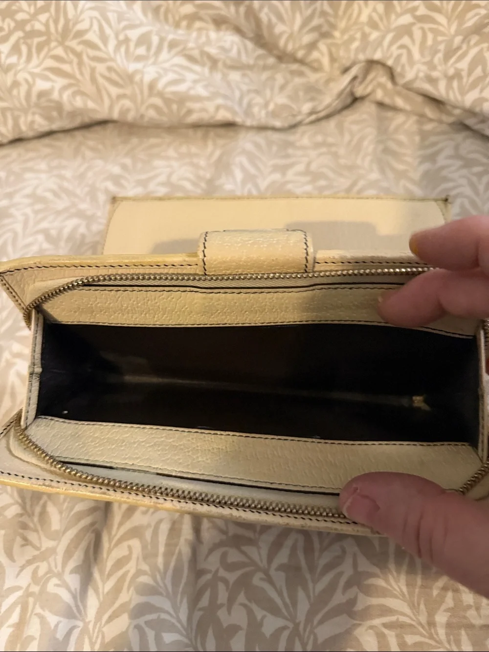 Gucci Navy Script Canvas Continental Wallet with Cream Trim and Gold Hardware - Picture 6 of 7